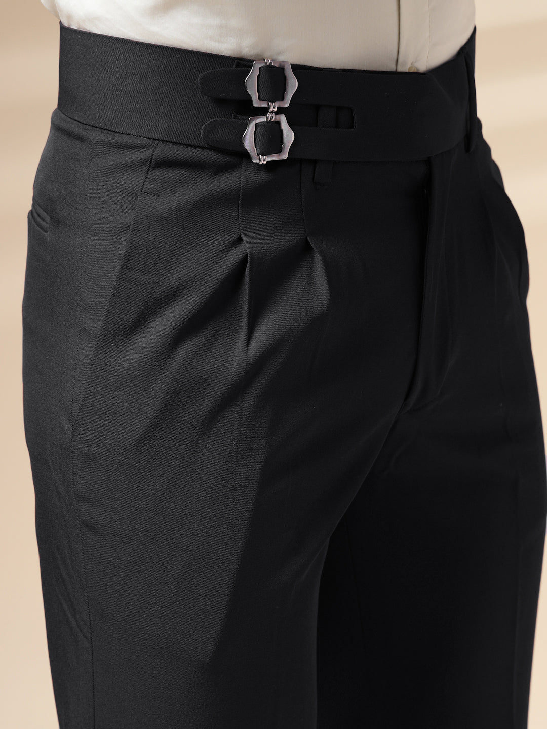 Black Double Buckle Gurkha Pants by ITALIAN VEGA®