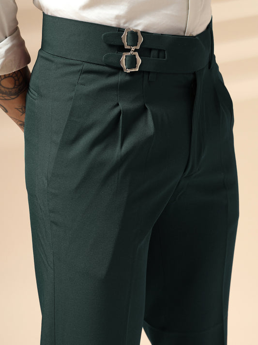 Bottle Green Double Buckle Gurkha Pants