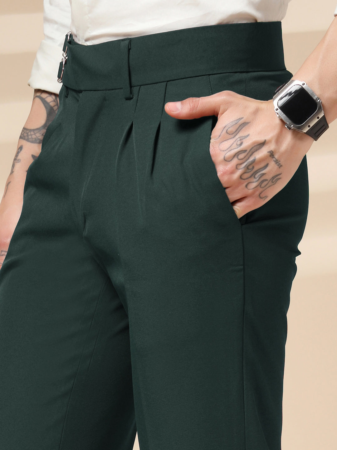Bottle Green Double Buckle Gurkha Pants by ITALIAN VEGA®