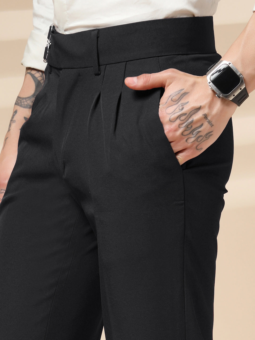 Black Double Buckle Gurkha Pants by ITALIAN VEGA®