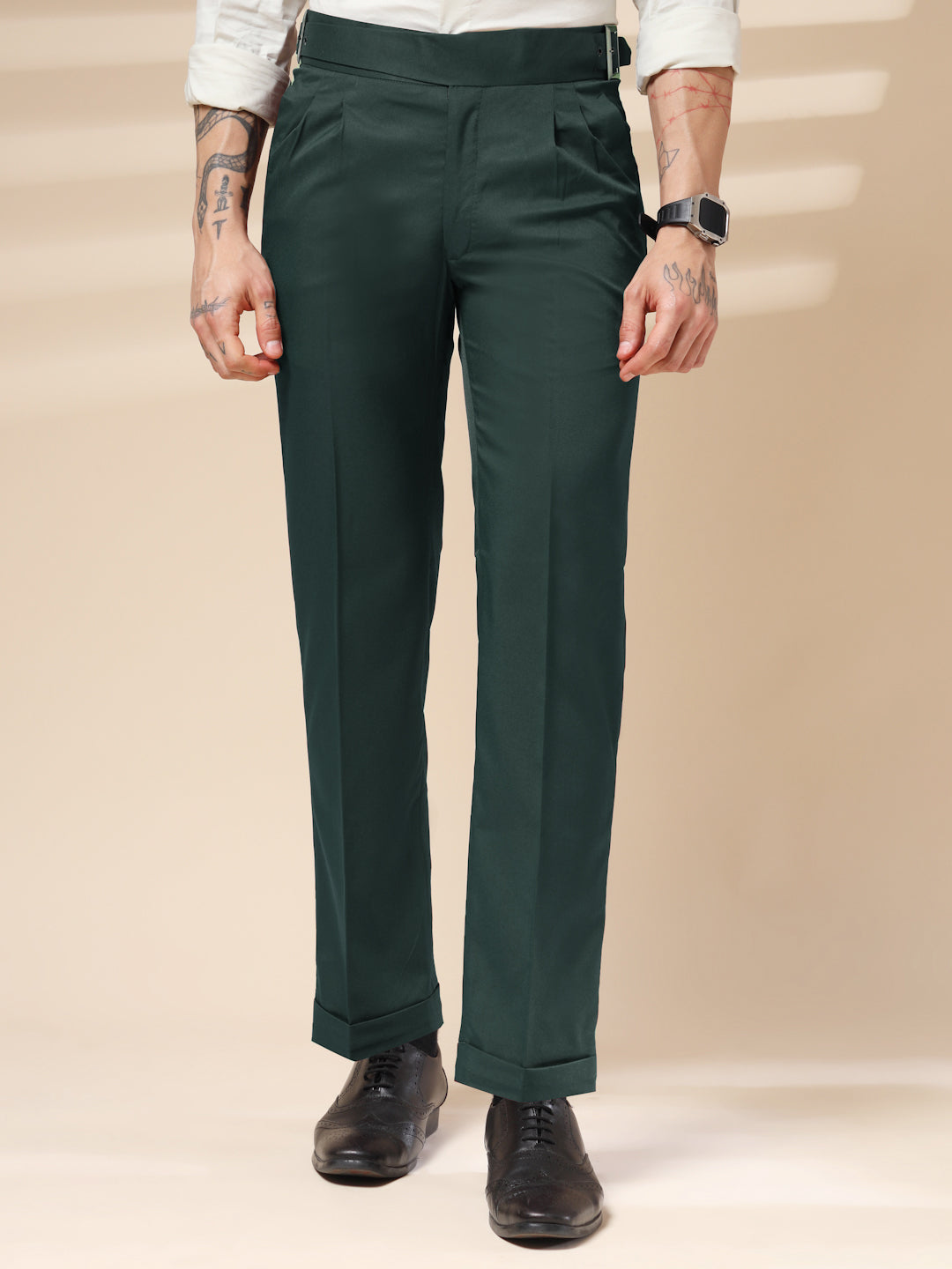 Bottle Green Classic Buckle Gurkha Pants by ITALIAN VEGA®