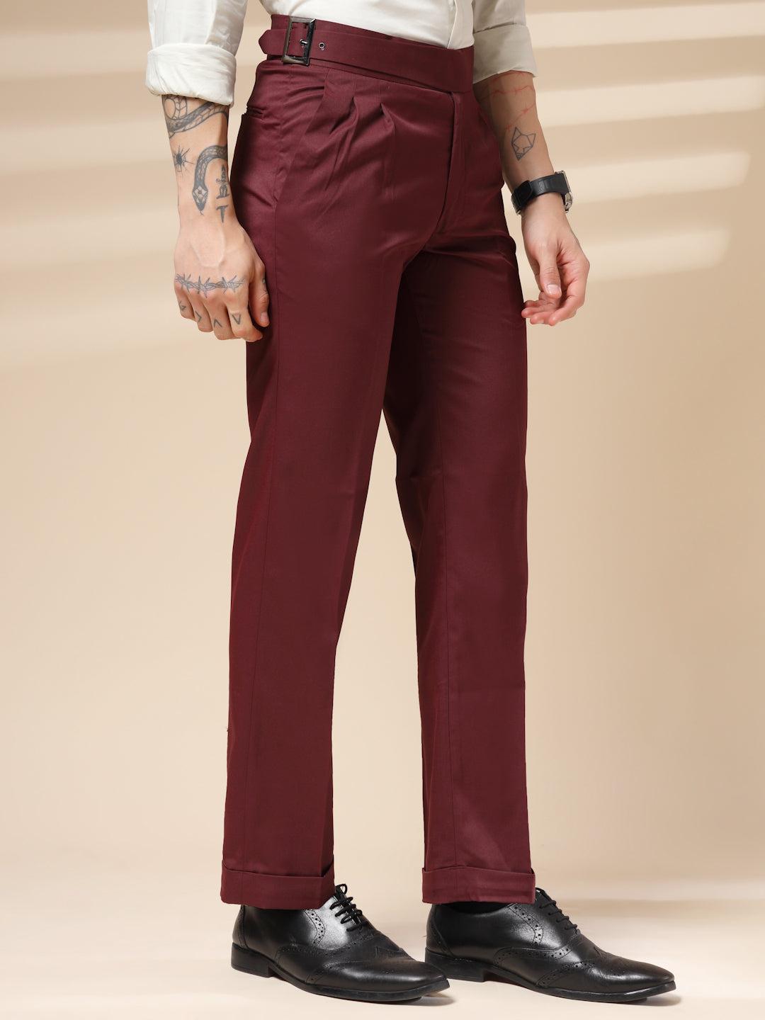 Wine Classic Buckle Gurkha Pants by ITALIAN VEGA®