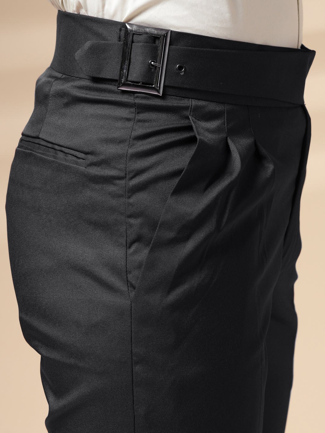 Charcoal Black Classic Buckle Gurkha Pants by ITALIAN VEGA®