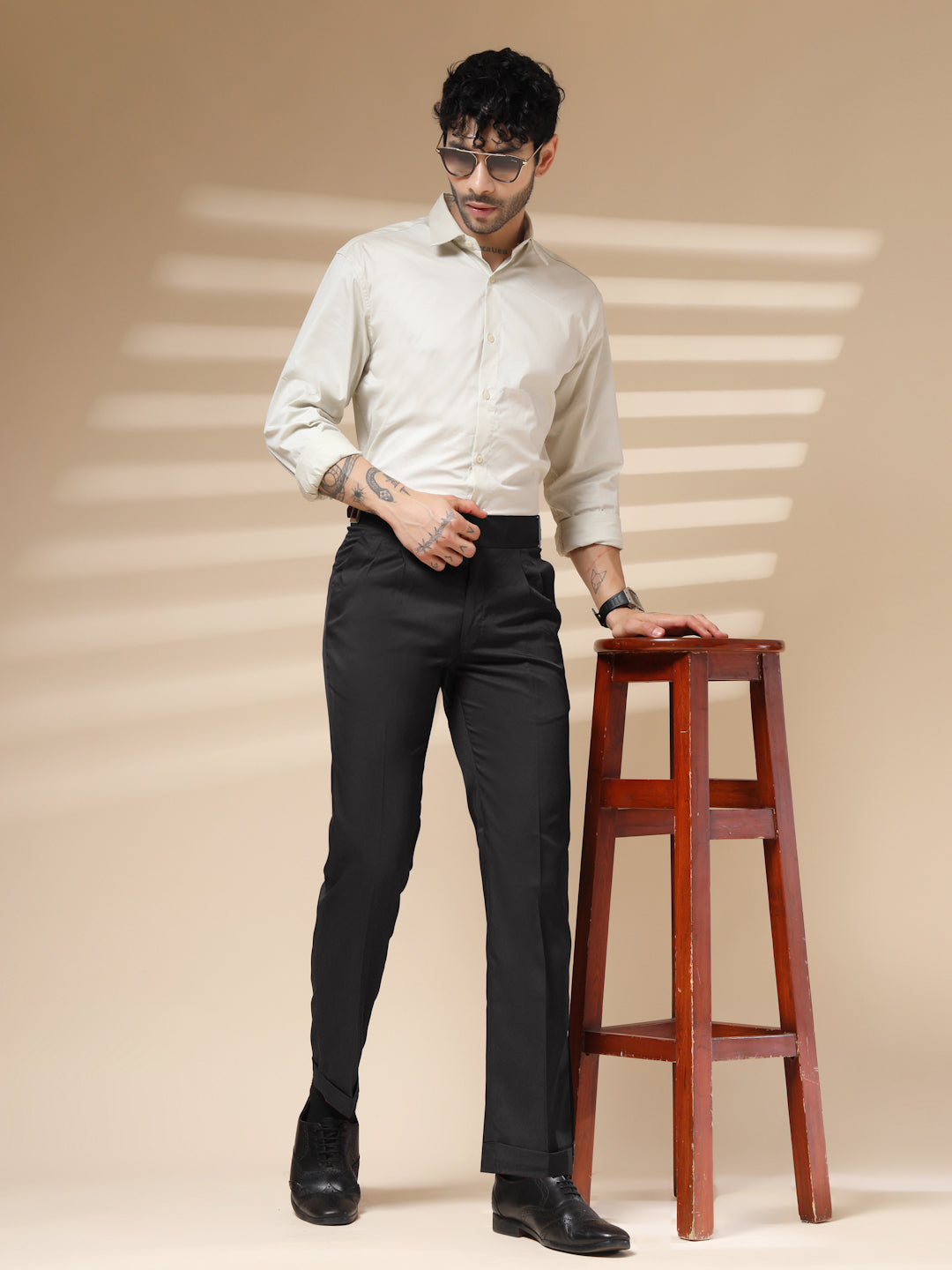 Charcoal Black Classic Buckle Gurkha Pants by ITALIAN VEGA®