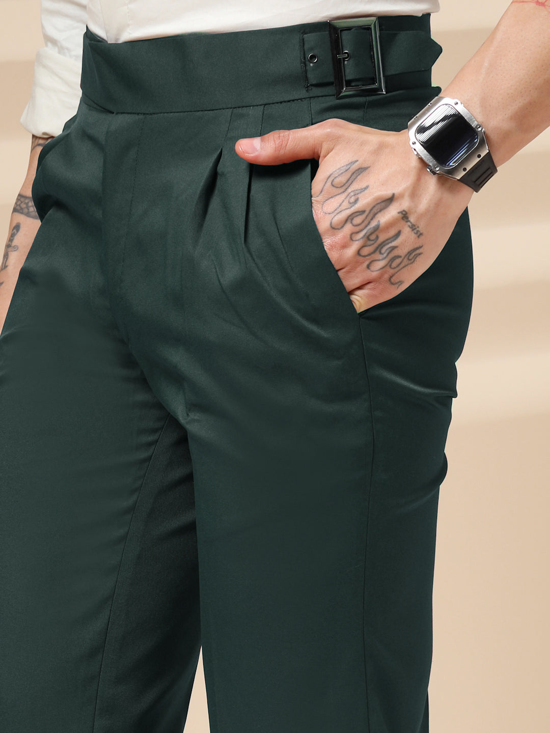 Bottle Green Classic Buckle Gurkha Pants by ITALIAN VEGA®