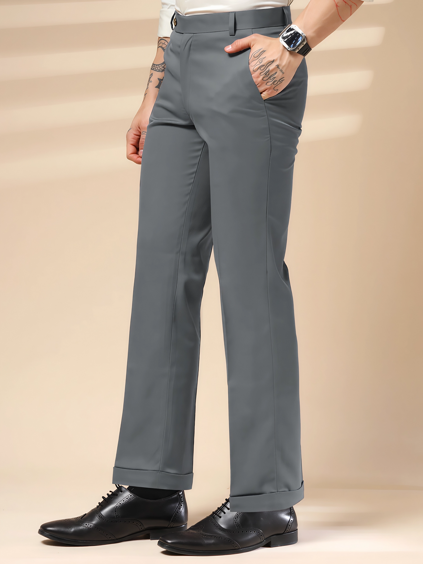 Italian Vega Royal Stone Grey Trouser Slim Fit