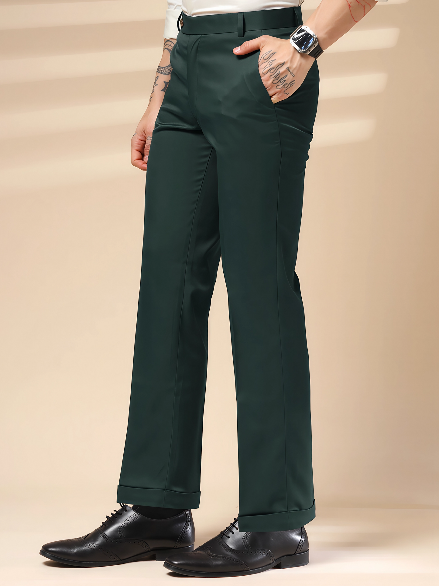 Italian Vega Royal Bottle Green Trouser Slim Fit