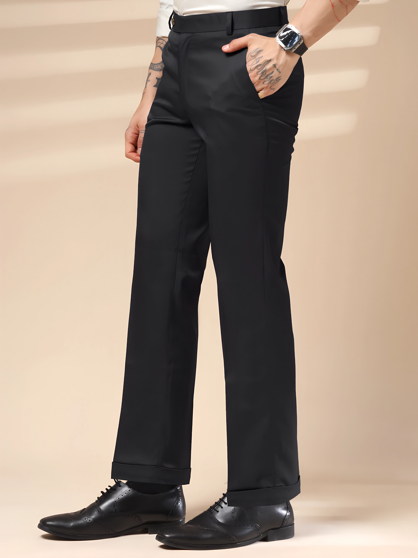Italian Vega Royal Black Trouser Slim Fit