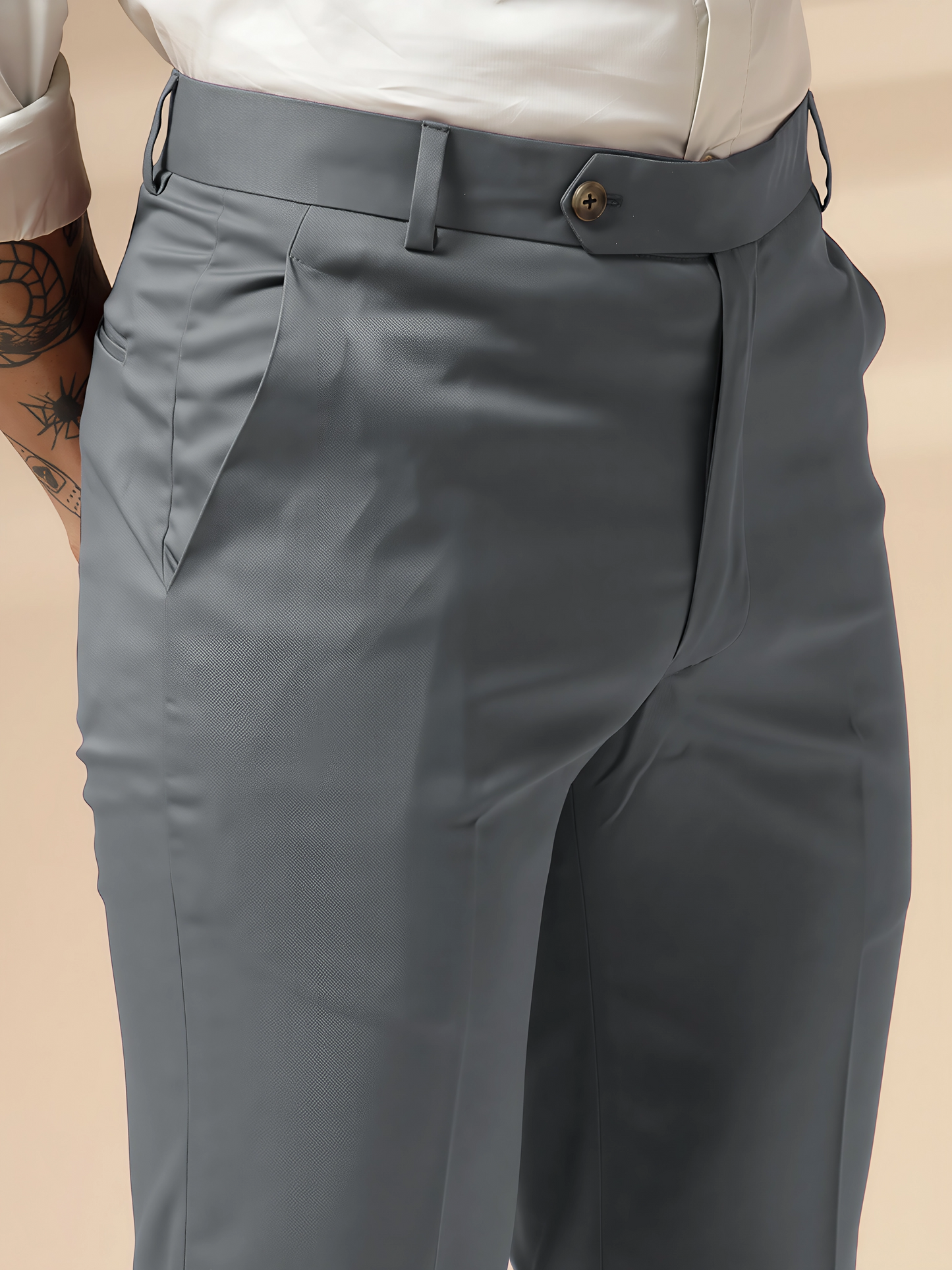 Italian Vega Royal Stone Grey Trouser Slim Fit