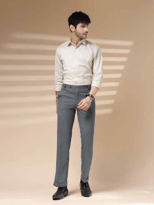 Italian Vega Royal Stone Grey Trouser Slim Fit