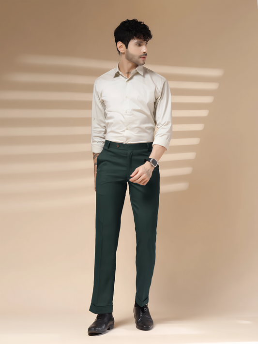 Italian Vega Royal Bottle Green Trouser Slim Fit