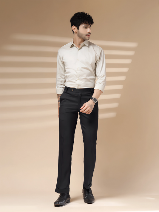 Italian Vega Royal Black Trouser Slim Fit