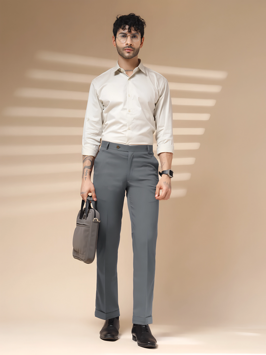 Italian Vega Royal Stone Grey Trouser Slim Fit