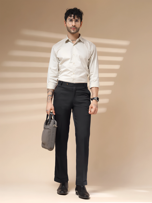 Italian Vega Royal Black Trouser Slim Fit