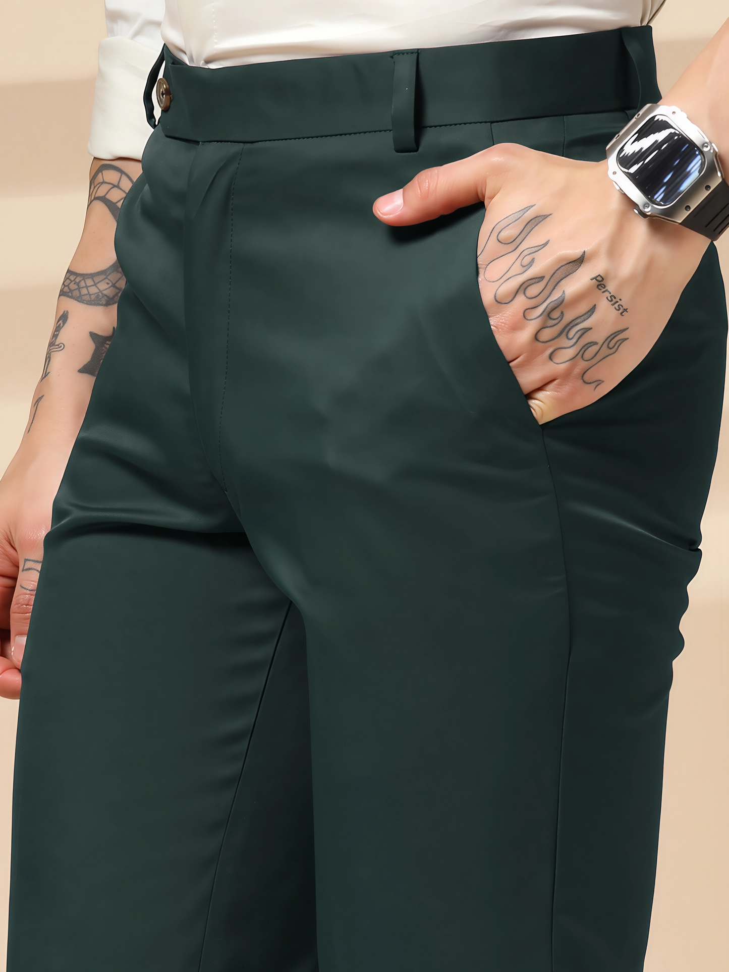 Italian Vega Royal Bottle Green Trouser Slim Fit