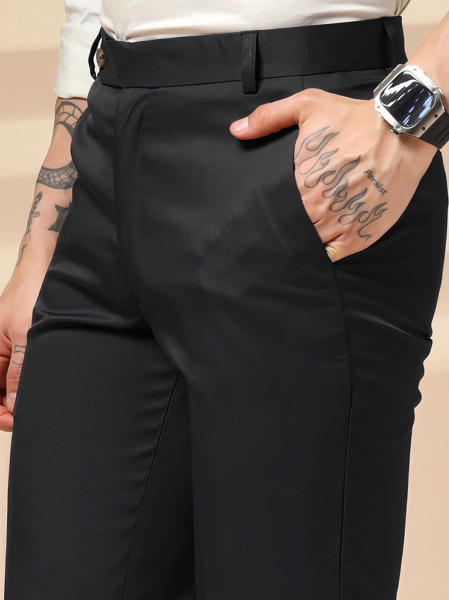 Italian Vega Royal Black Trouser Slim Fit