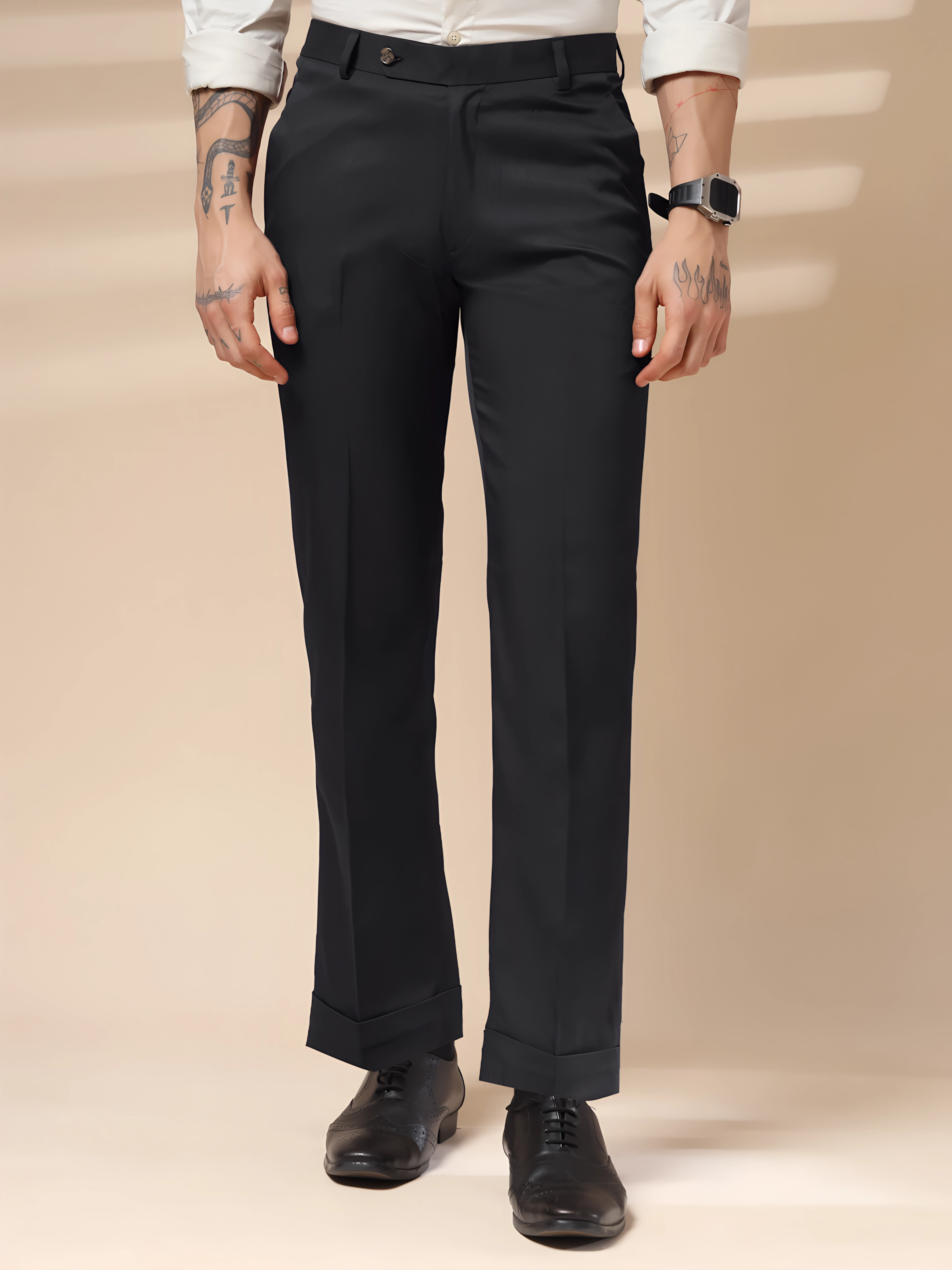 Charcoal Black Men Formal Pants by IALIAN VEGA®