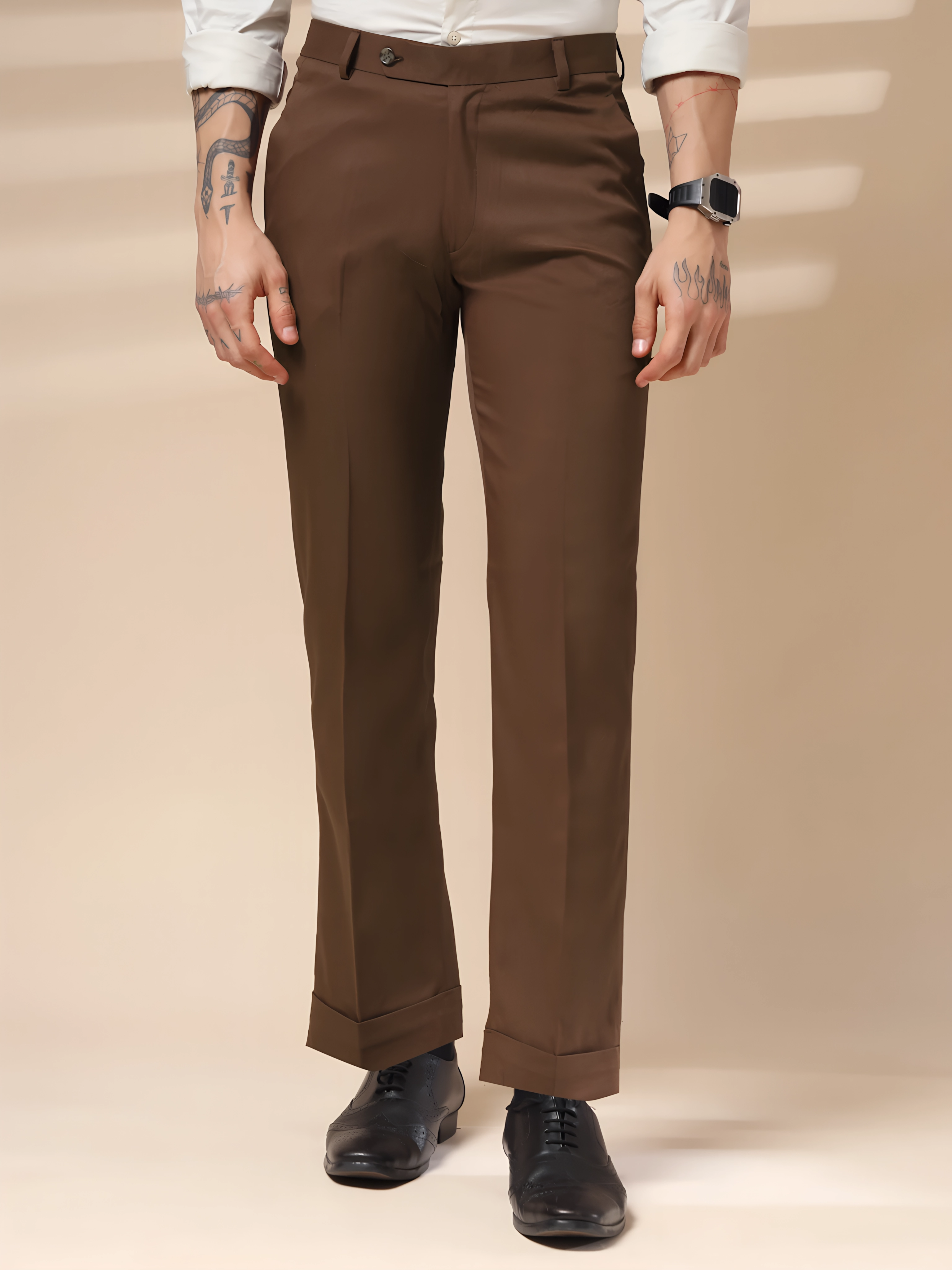Brown Men Formal Pants by ITALIAN VEGA®