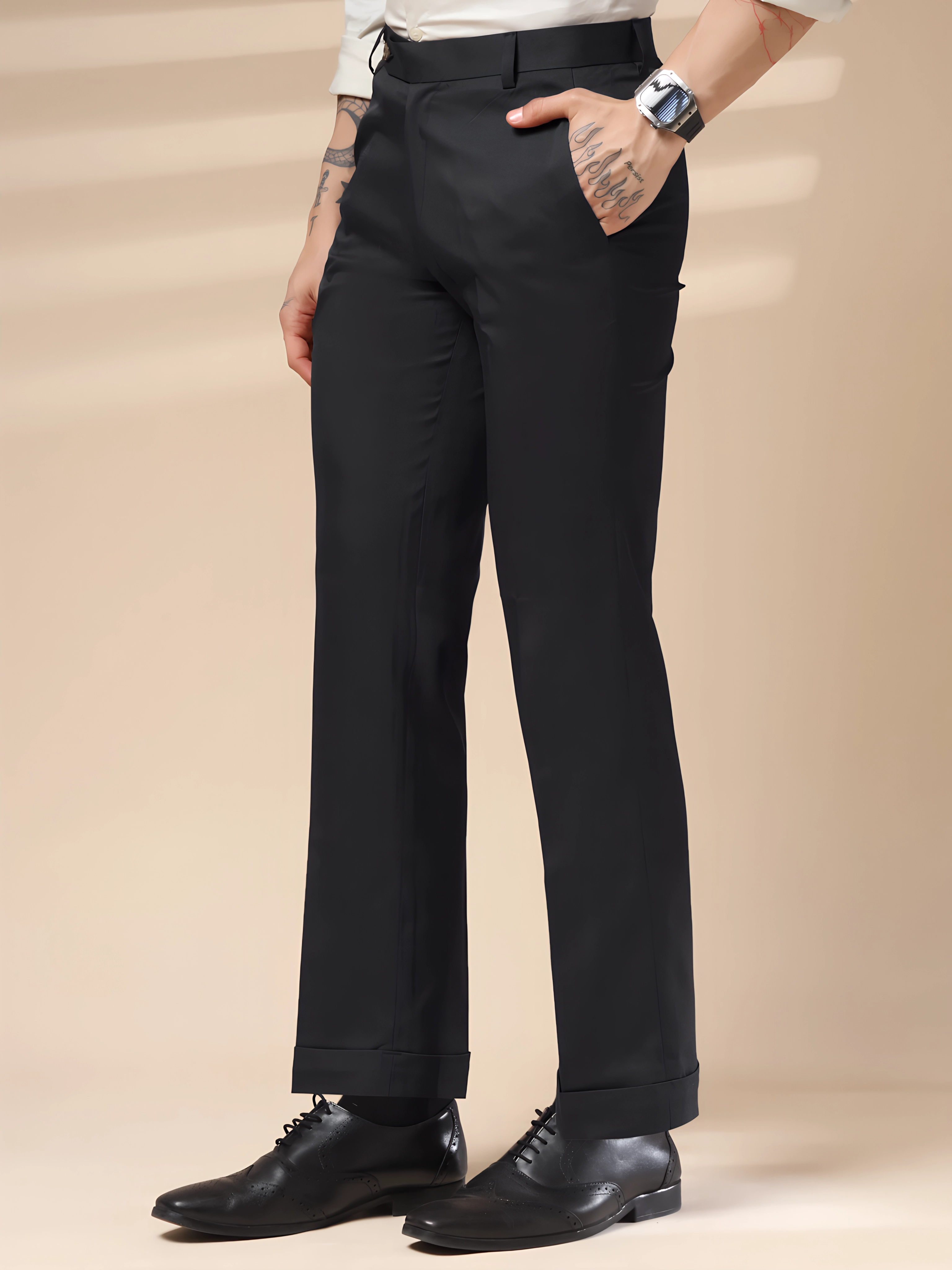 Charcoal Black Men Formal Pants by IALIAN VEGA®