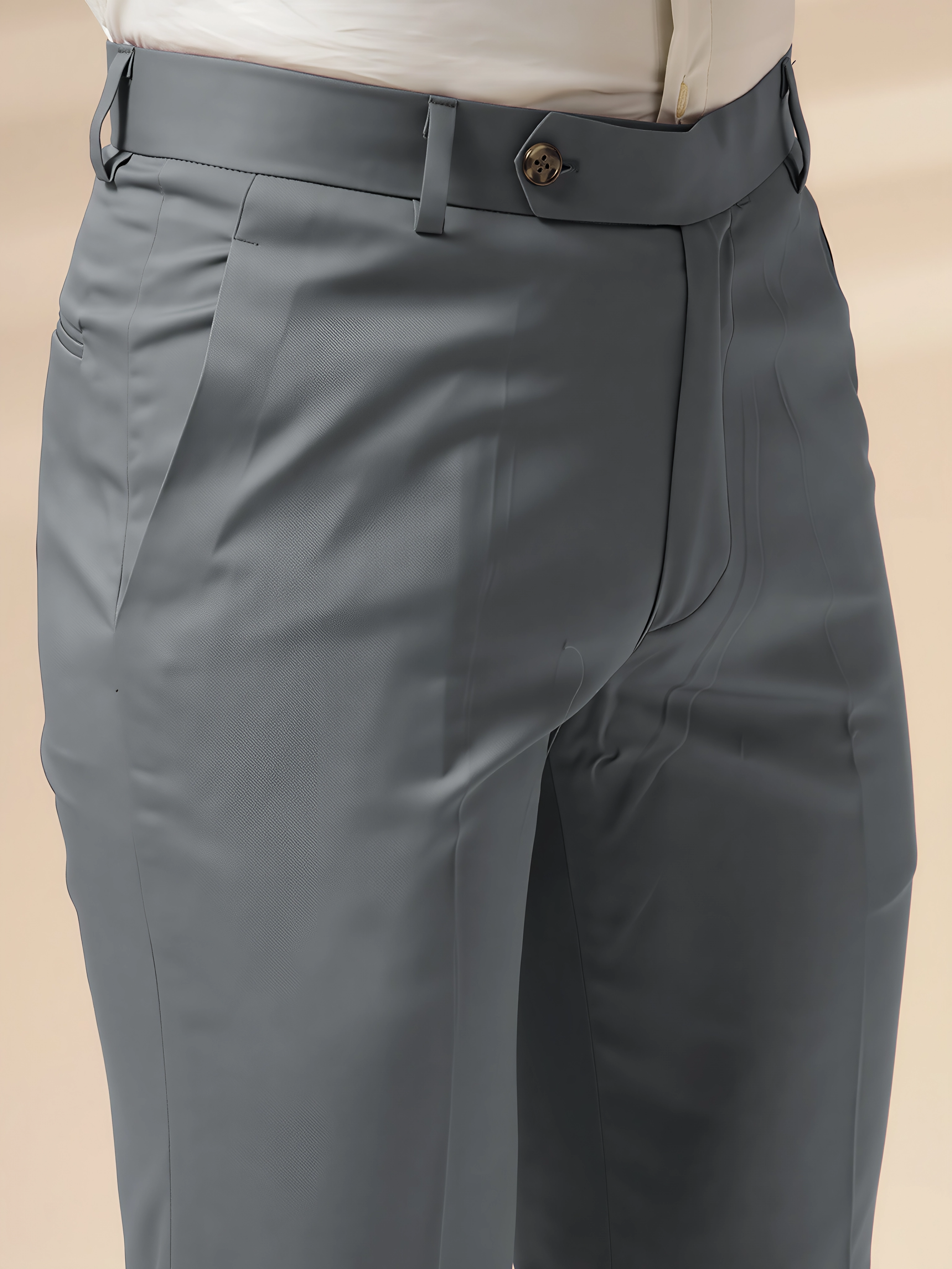 Stone Grey Men Formal Pants by ITALIAN VEGA®