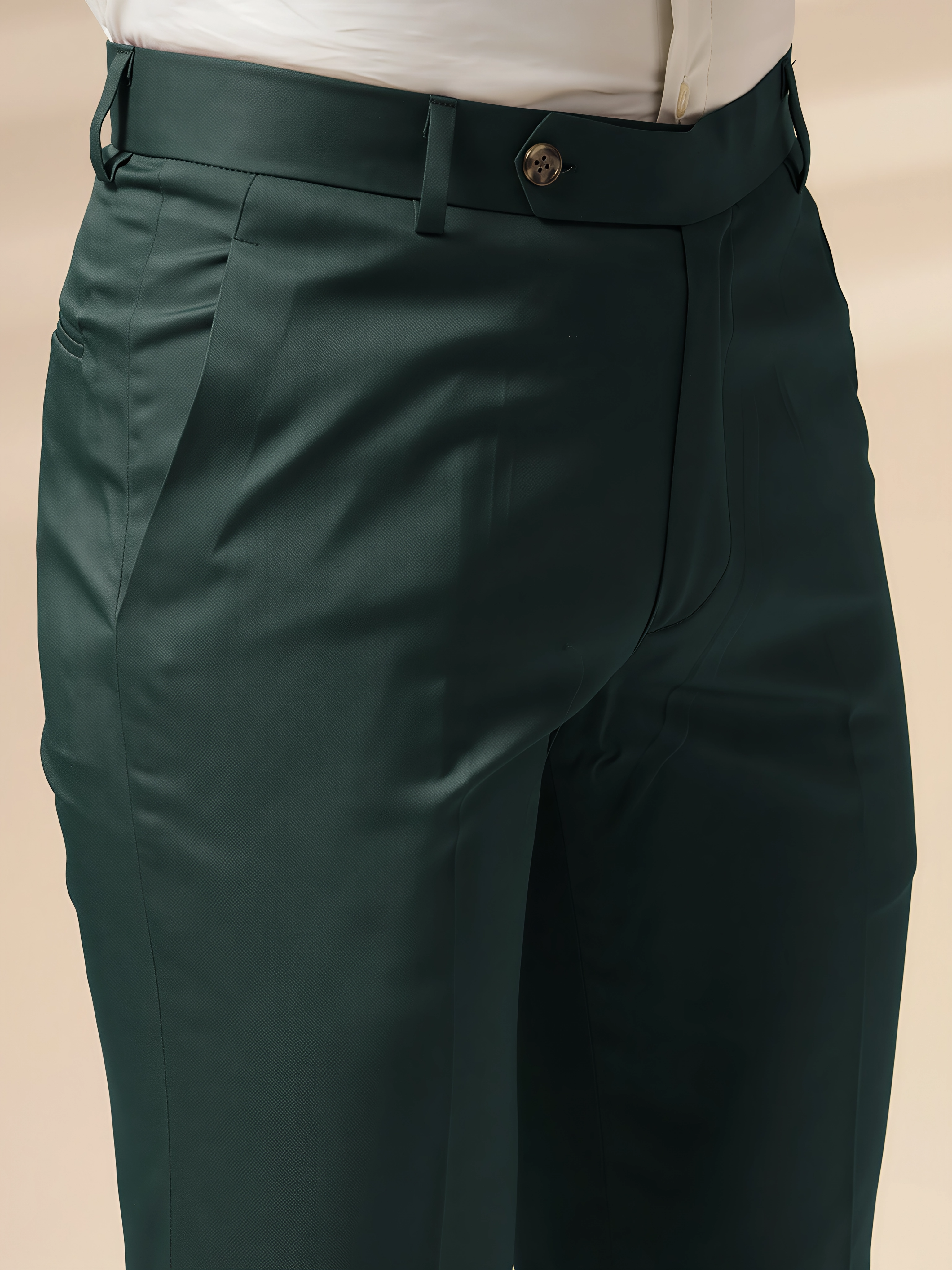 Bottle Green Men Formal Pants by ITALIAN VEGA®