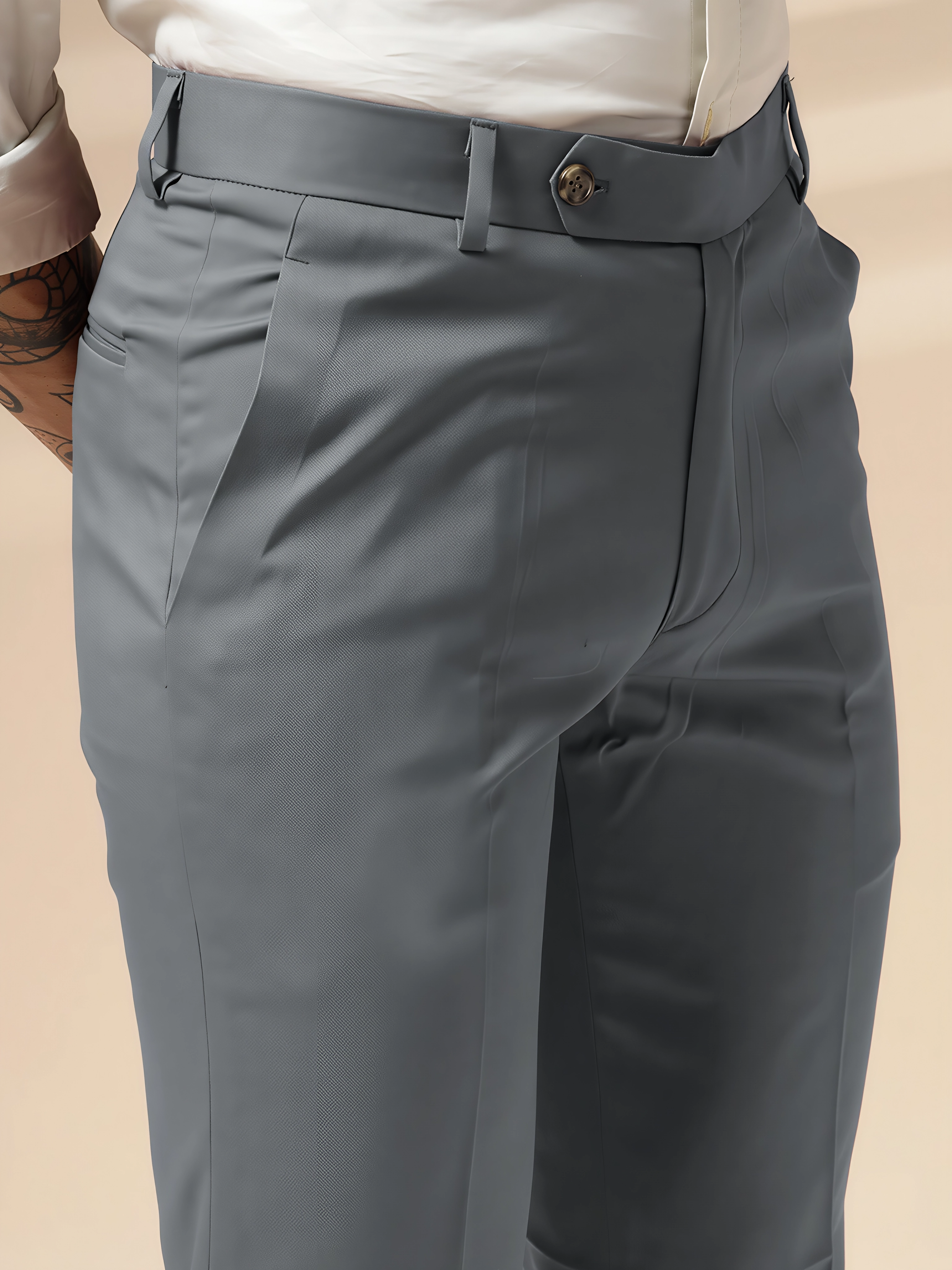 Stone Grey Men Formal Pants by ITALIAN VEGA®