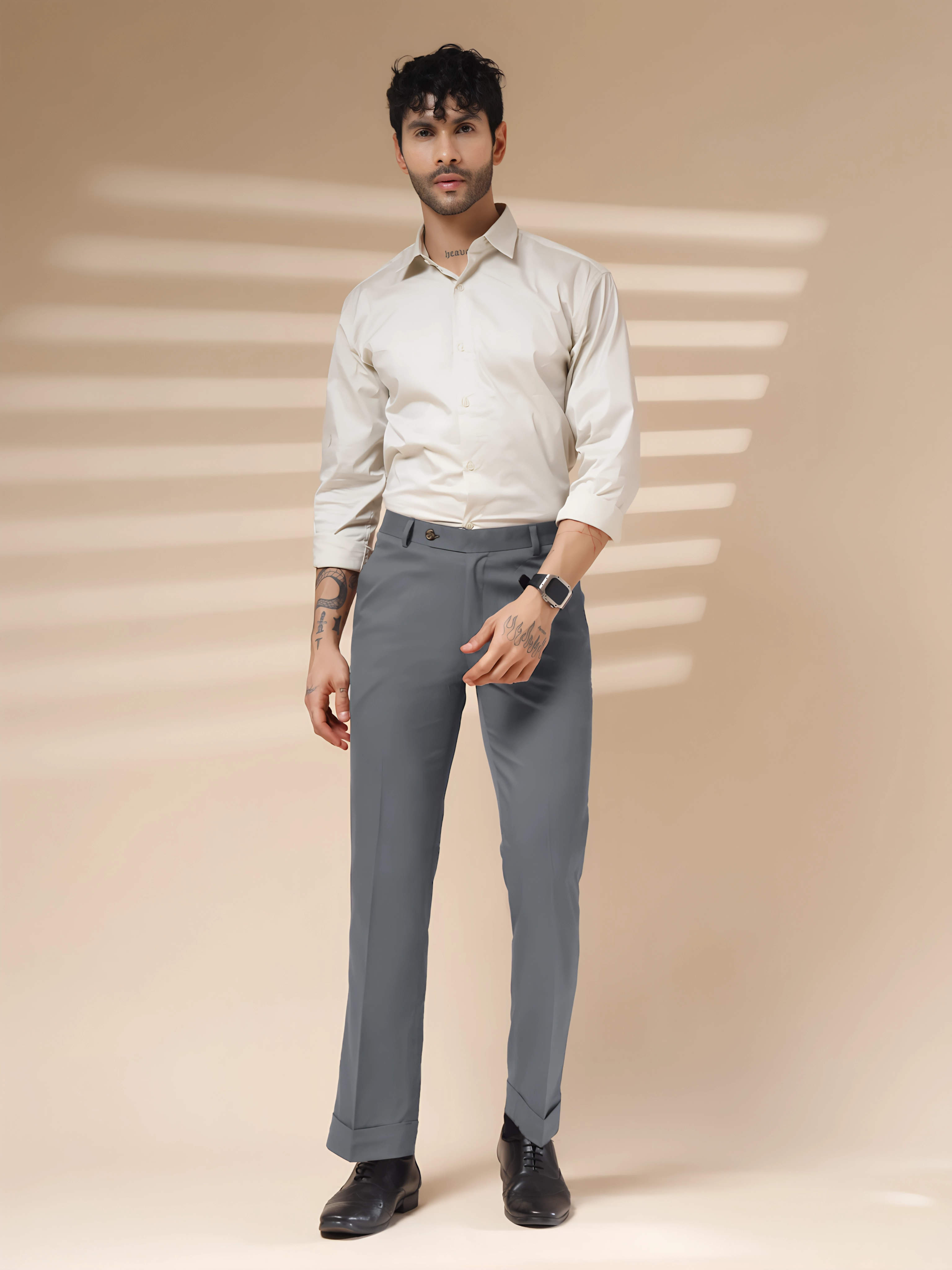 Stone Grey Men Formal Pants by ITALIAN VEGA®