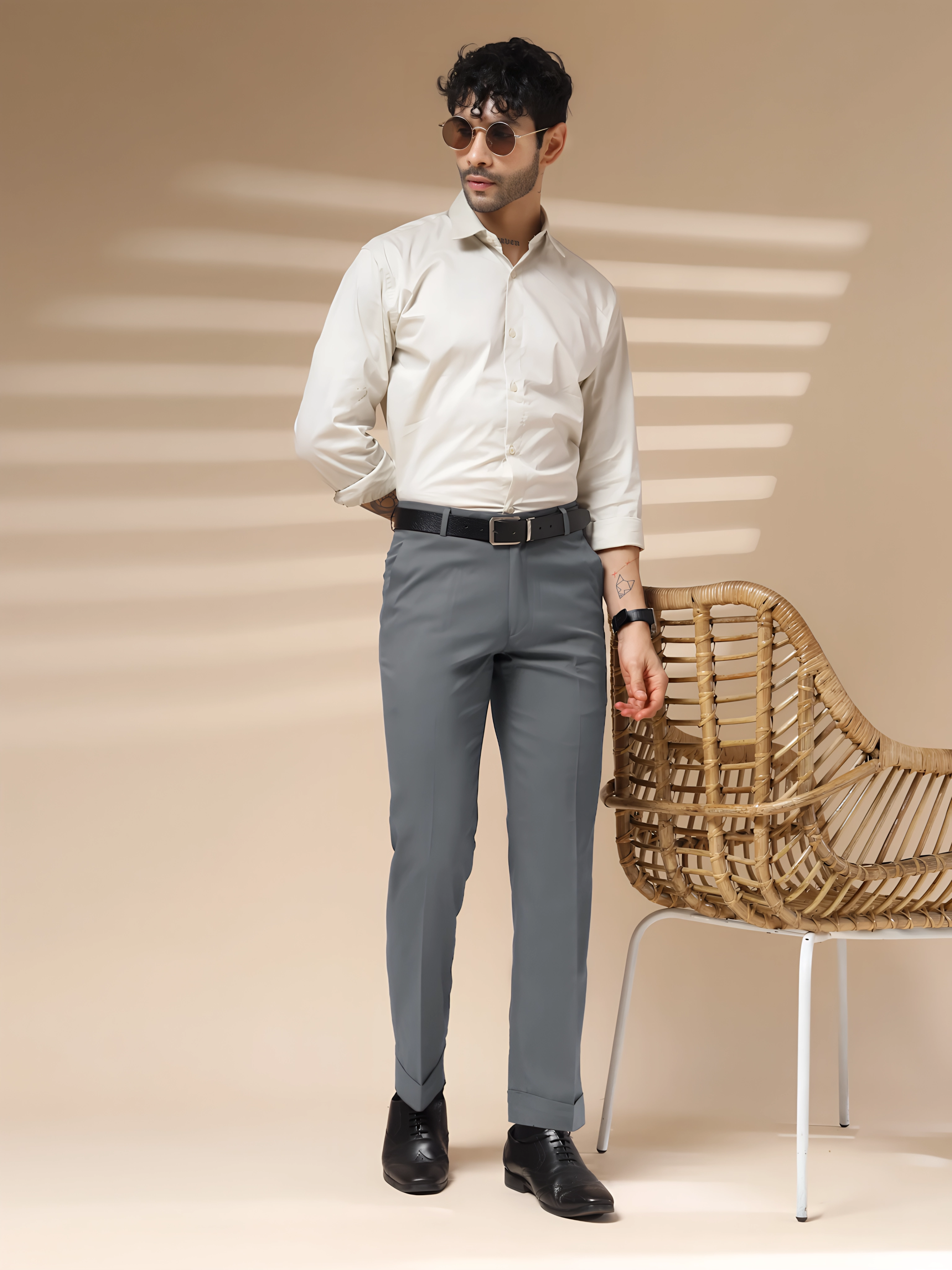 Stone Grey Men Formal Pants by ITALIAN VEGA®