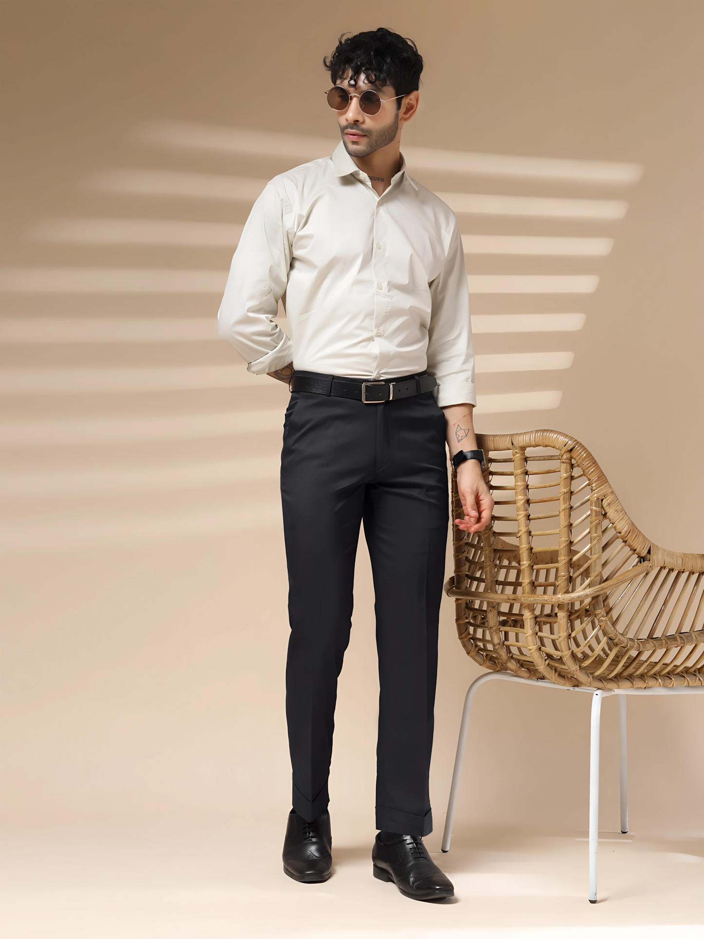 Charcoal Black Men Formal Pants by Italian Vega®