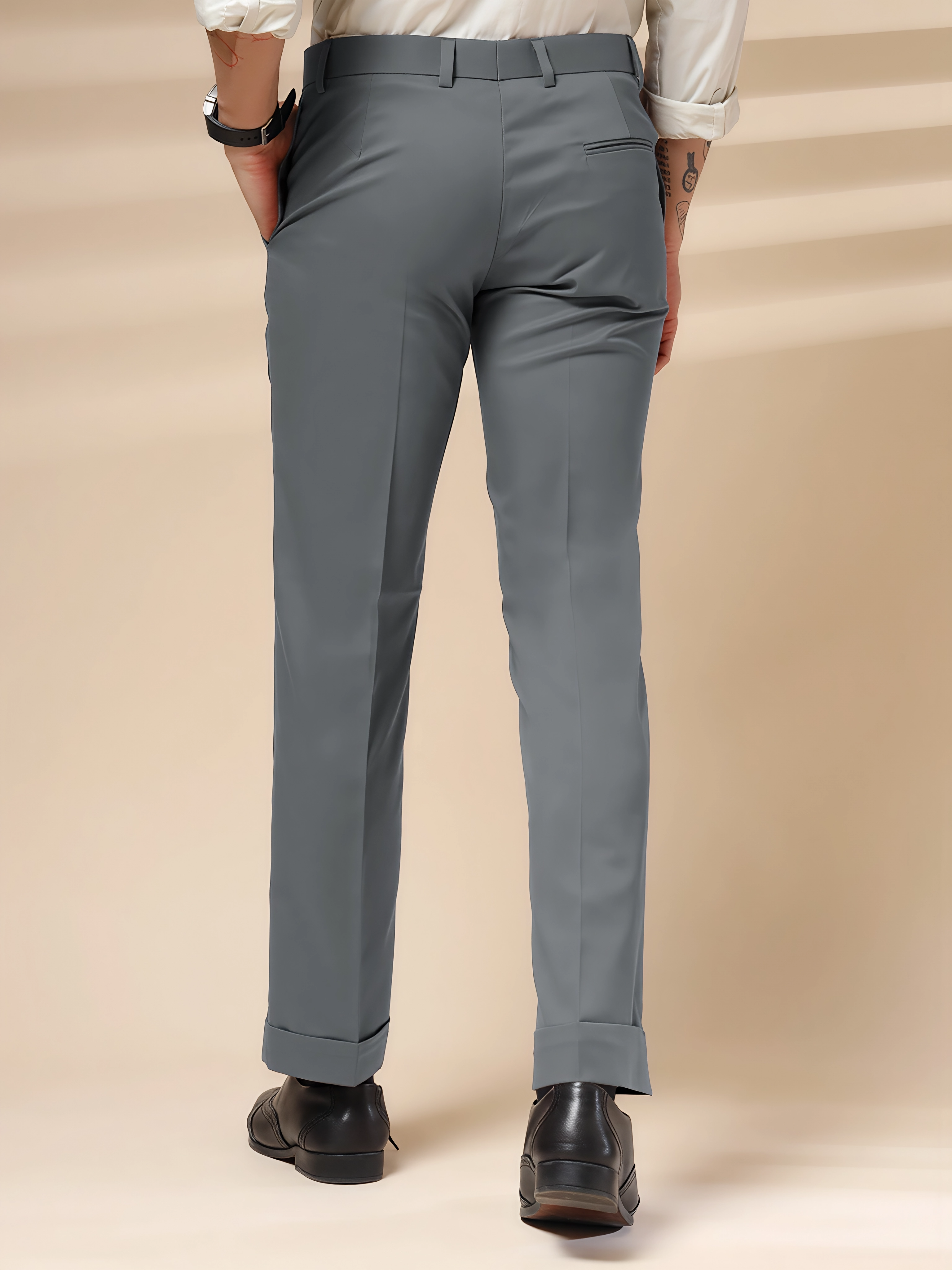Stone Grey Men Formal Pants by ITALIAN VEGA®