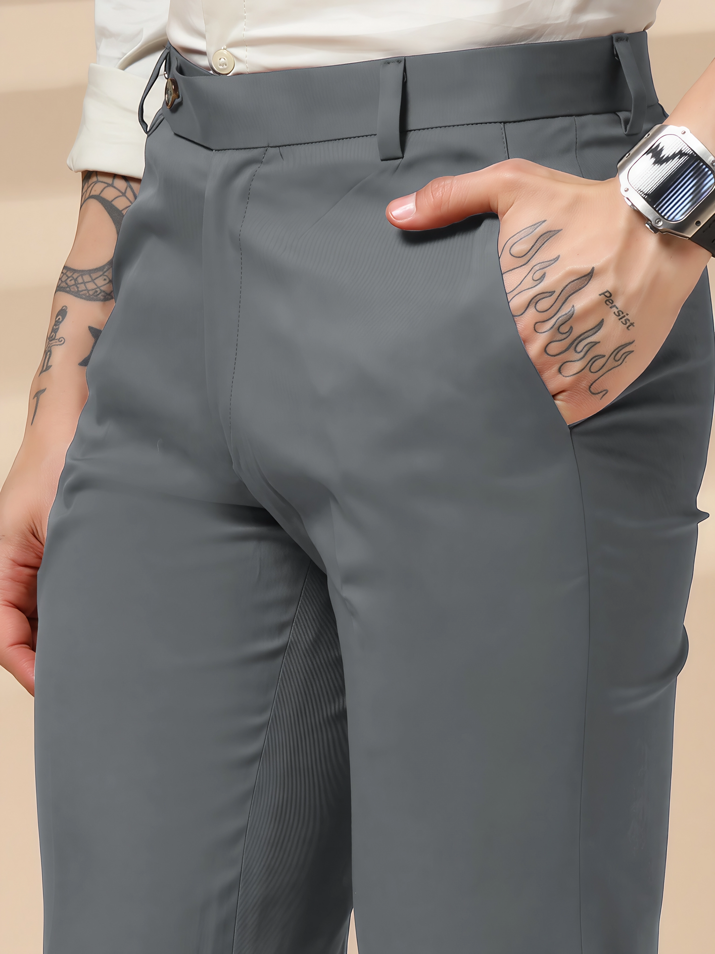 Stone Grey Men Formal Pants by Italian Vega®