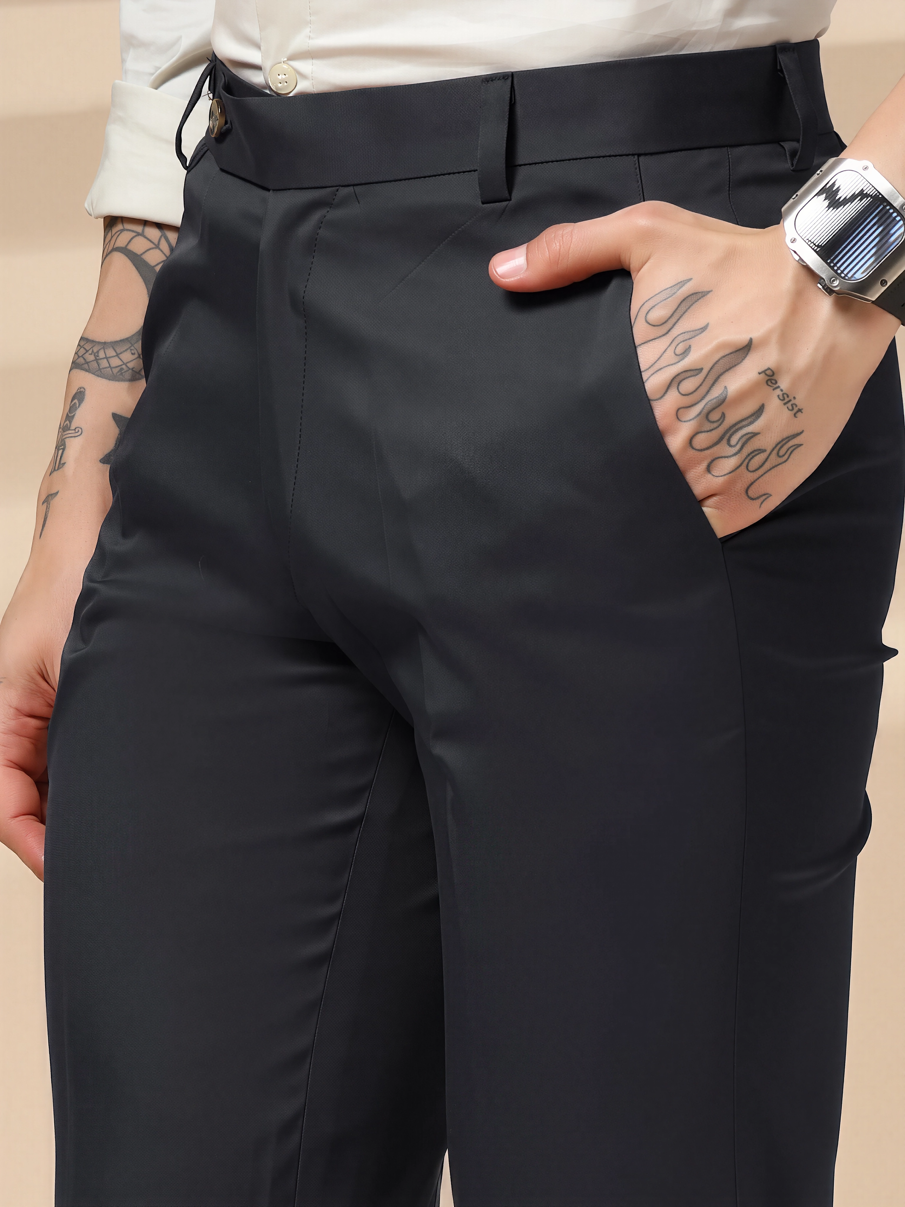 Charcoal Black Men Formal Pants by IALIAN VEGA®