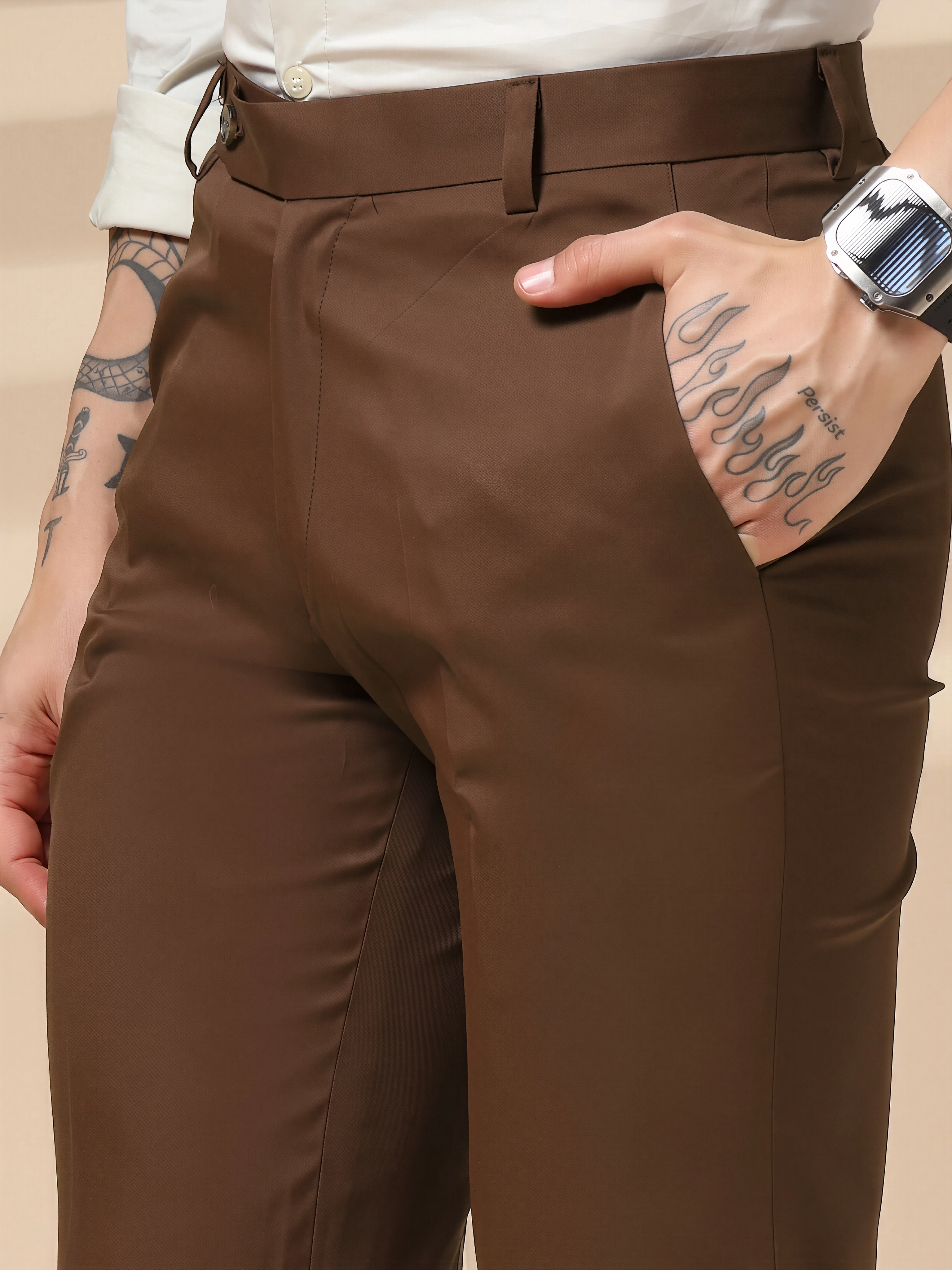 Brown Men Formal Pants by ITALIAN VEGA®