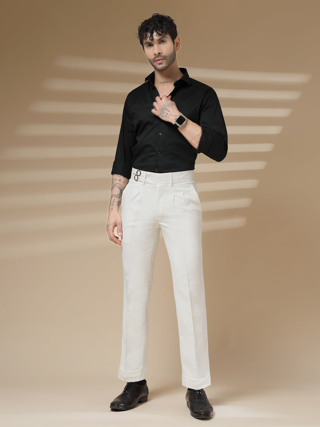 White Double Buckle Formal Gurkha Pants by ITALIAN VEGA®