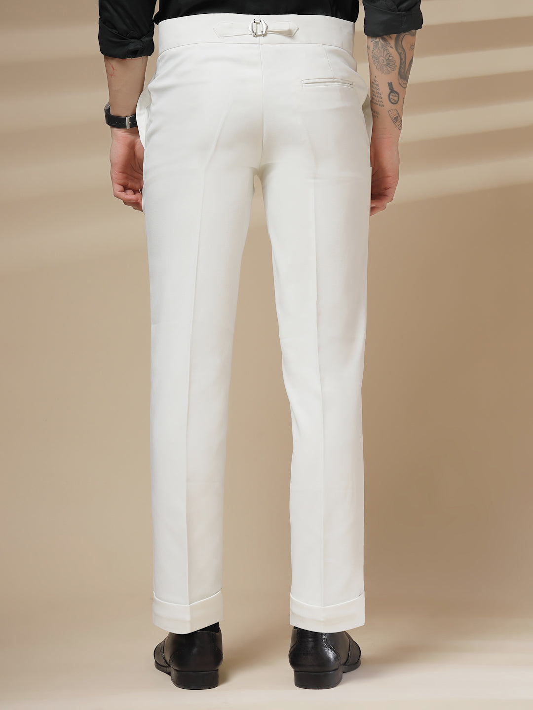 White Double Buckle Formal Gurkha Pants by ITALIAN VEGA®