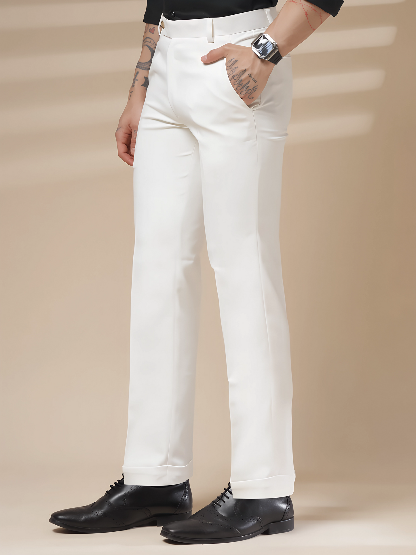 Italian Vega Royal White Trouser Slim Fit