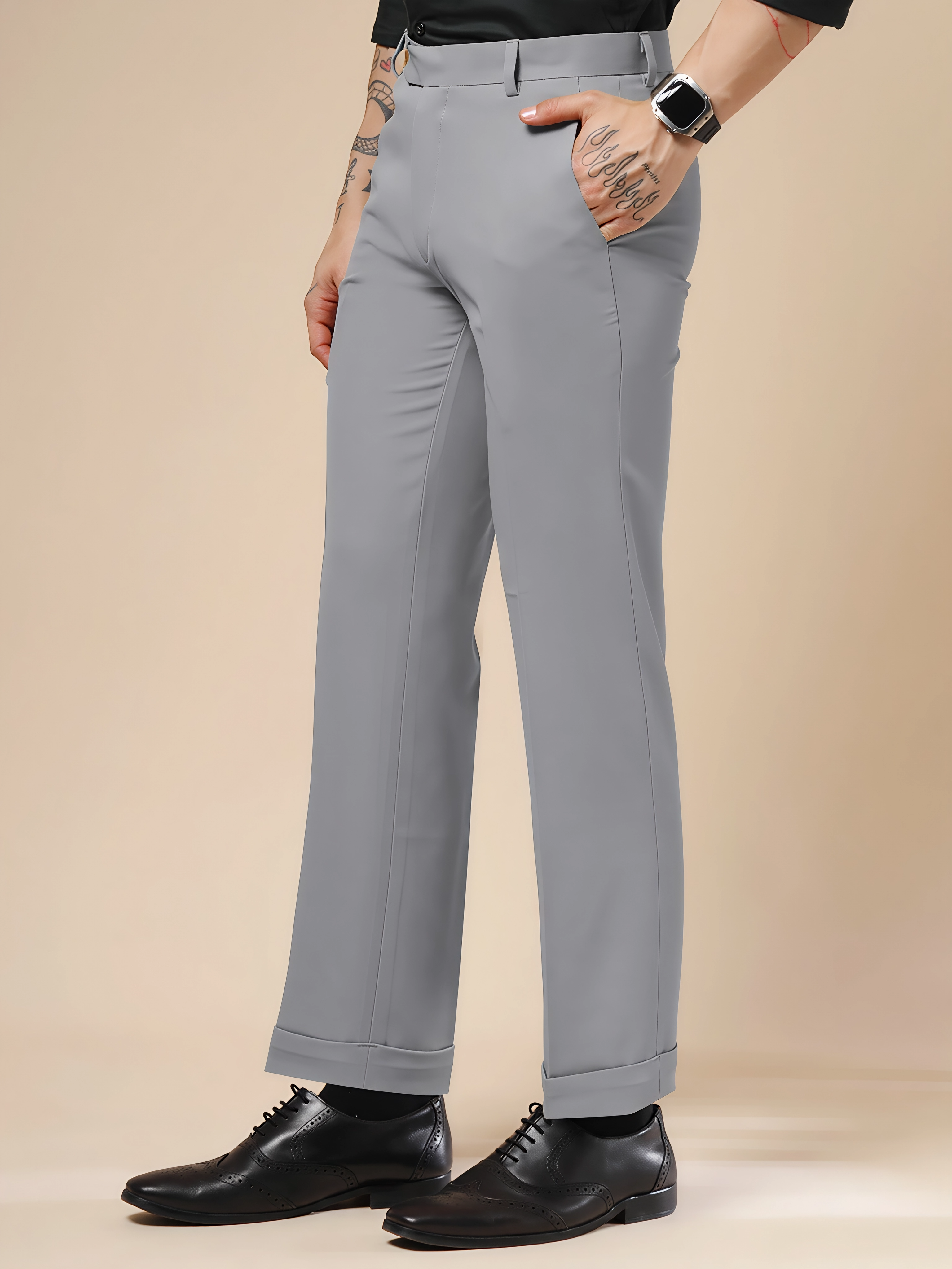 Ash Grey Men Formal Pants by ITALIAN VEGA®