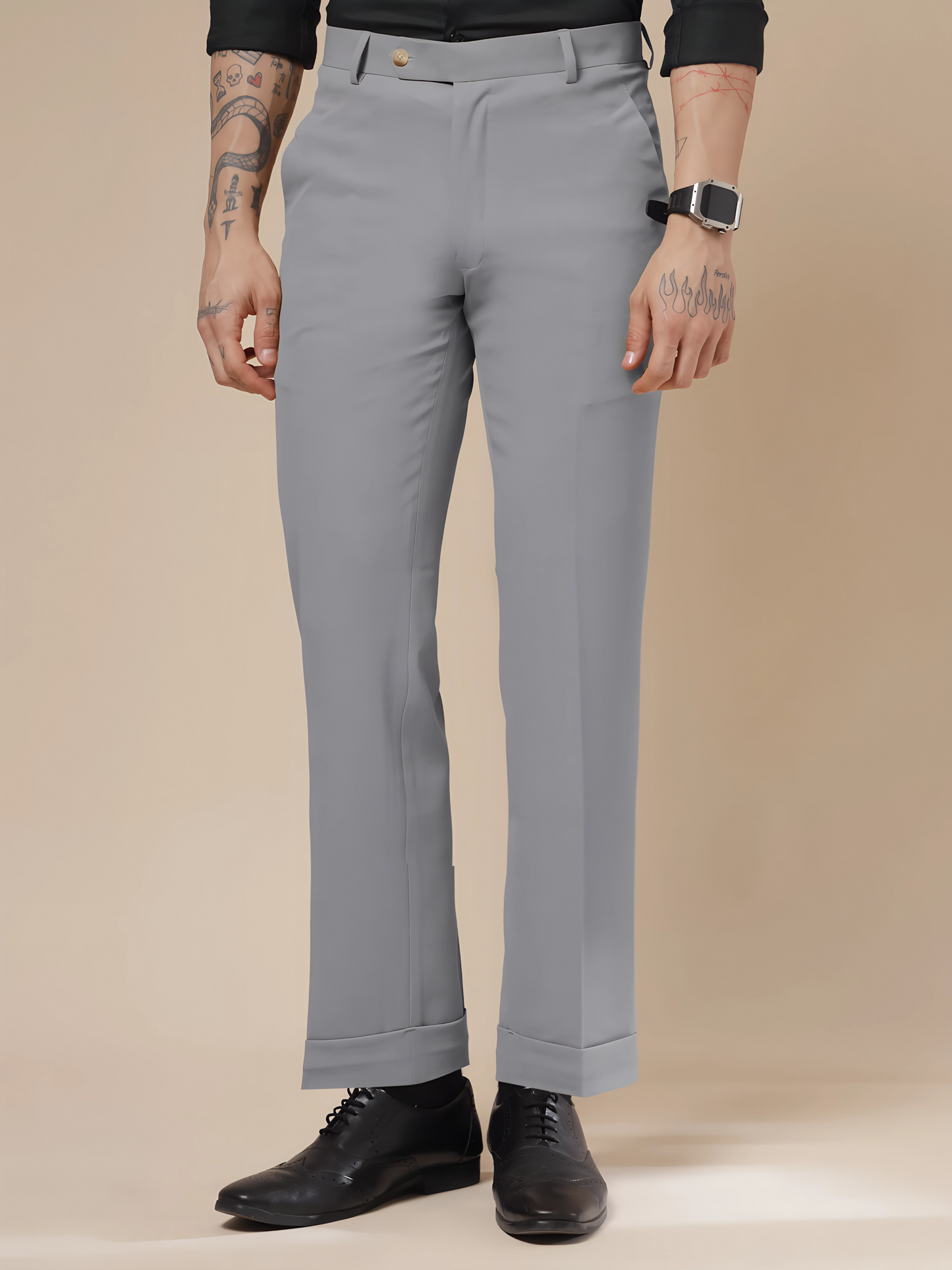 Italian Vega Royal Ash Grey Trouser Slim Fit