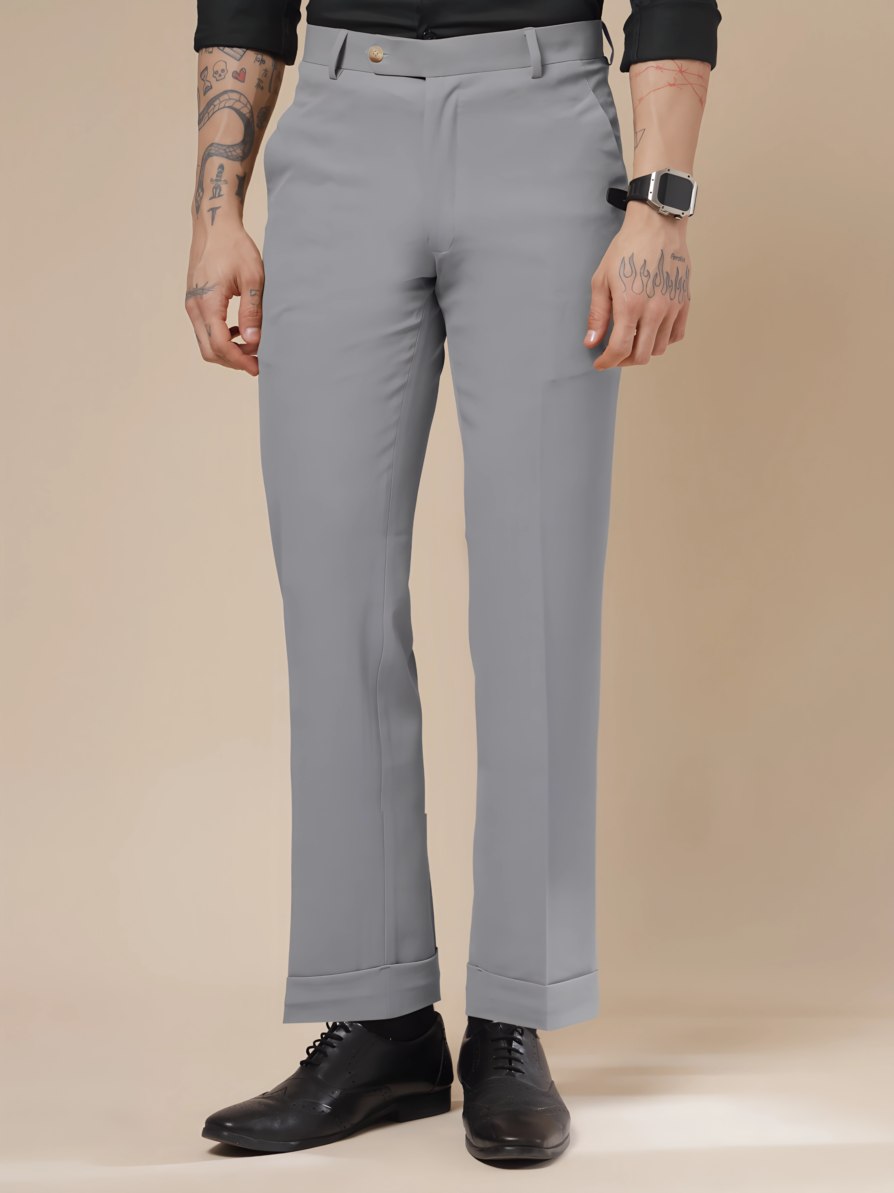 Italian Vega Royal Ash Grey Trouser Slim Fit | ITALIAN VEGA®
