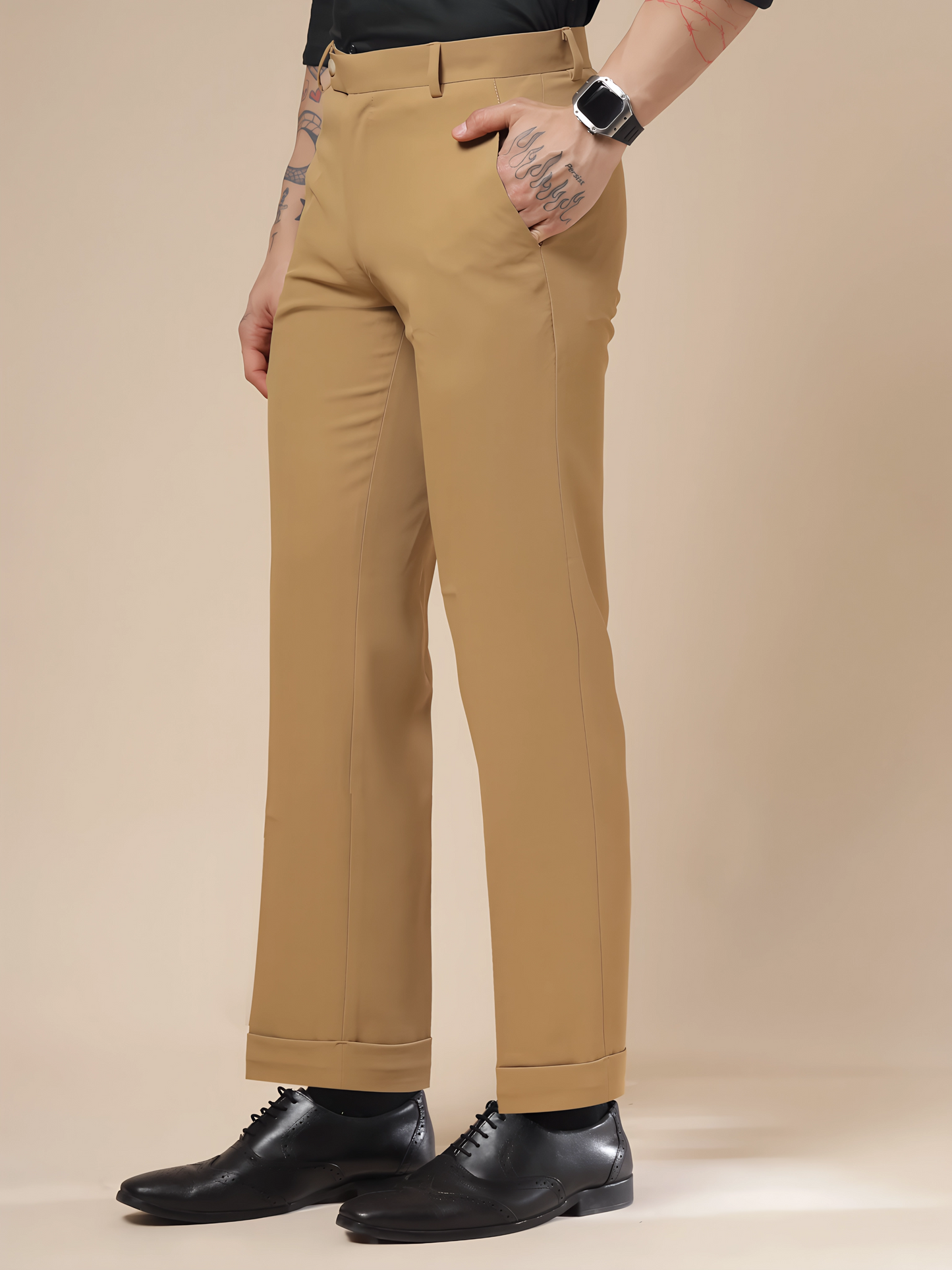 Italian Vega Camel Beige Trouser Slim Fit