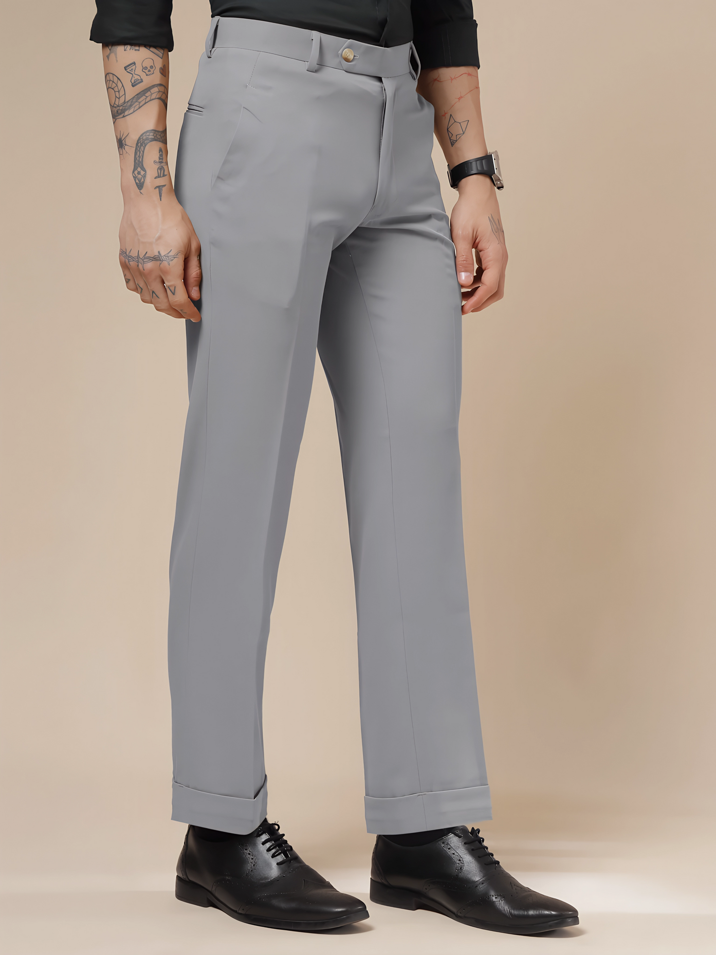Italian Vega Royal Ash Grey Trouser Slim Fit