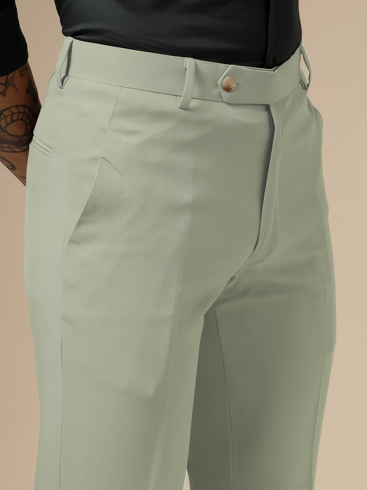 Italian Vega Lime Beige Trouser Slim Fit