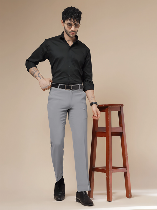 Italian Vega Royal Ash Grey Trouser Slim Fit