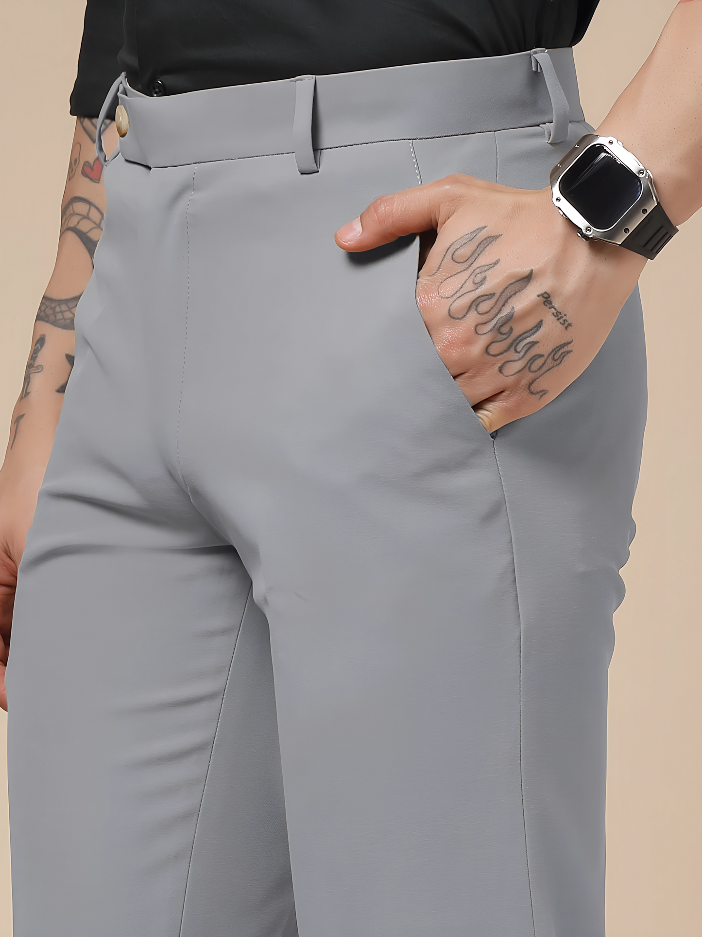 Italian Vega Royal Ash Grey Trouser Slim Fit