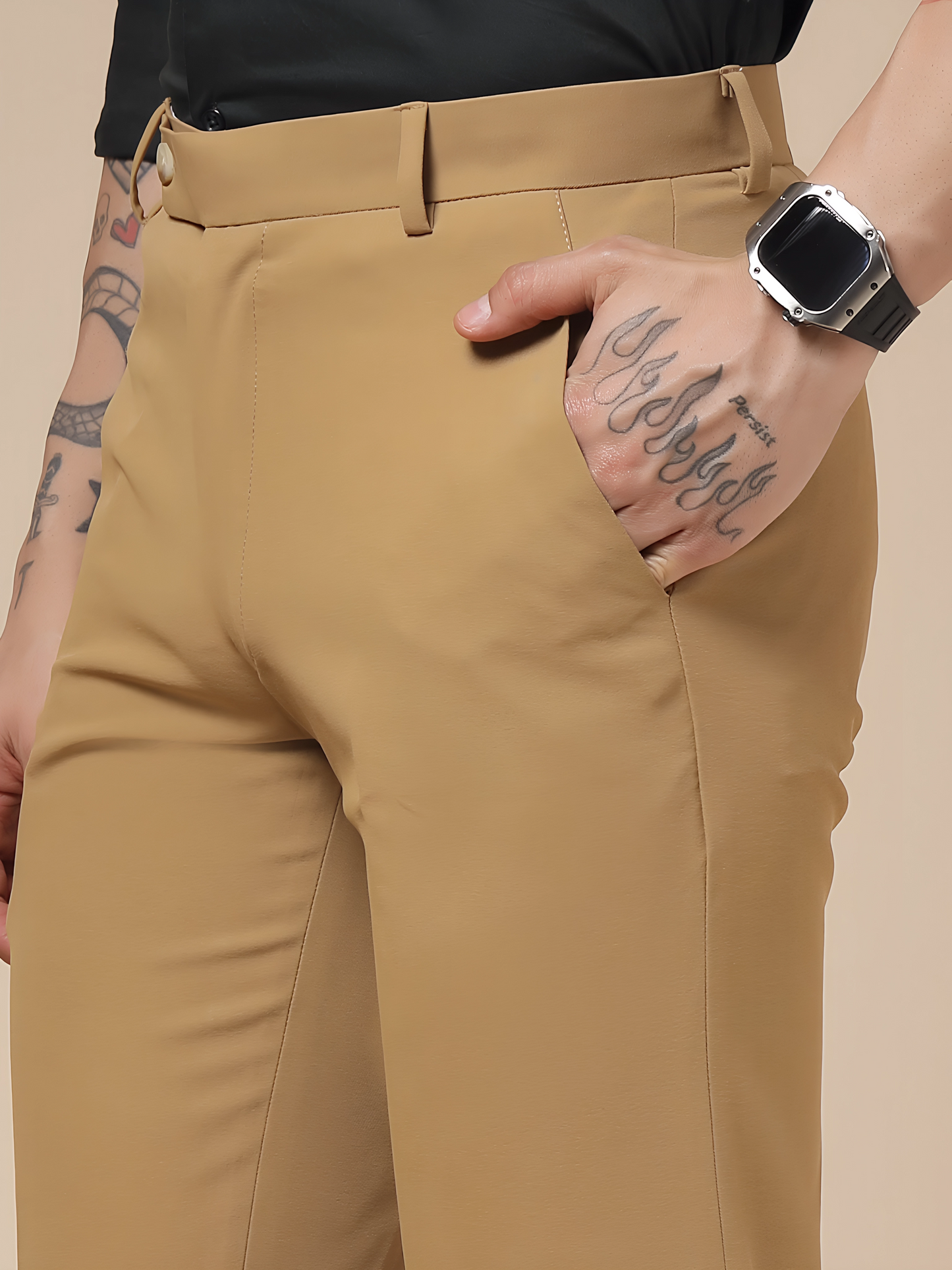 Italian Vega Camel Beige Trouser Slim Fit