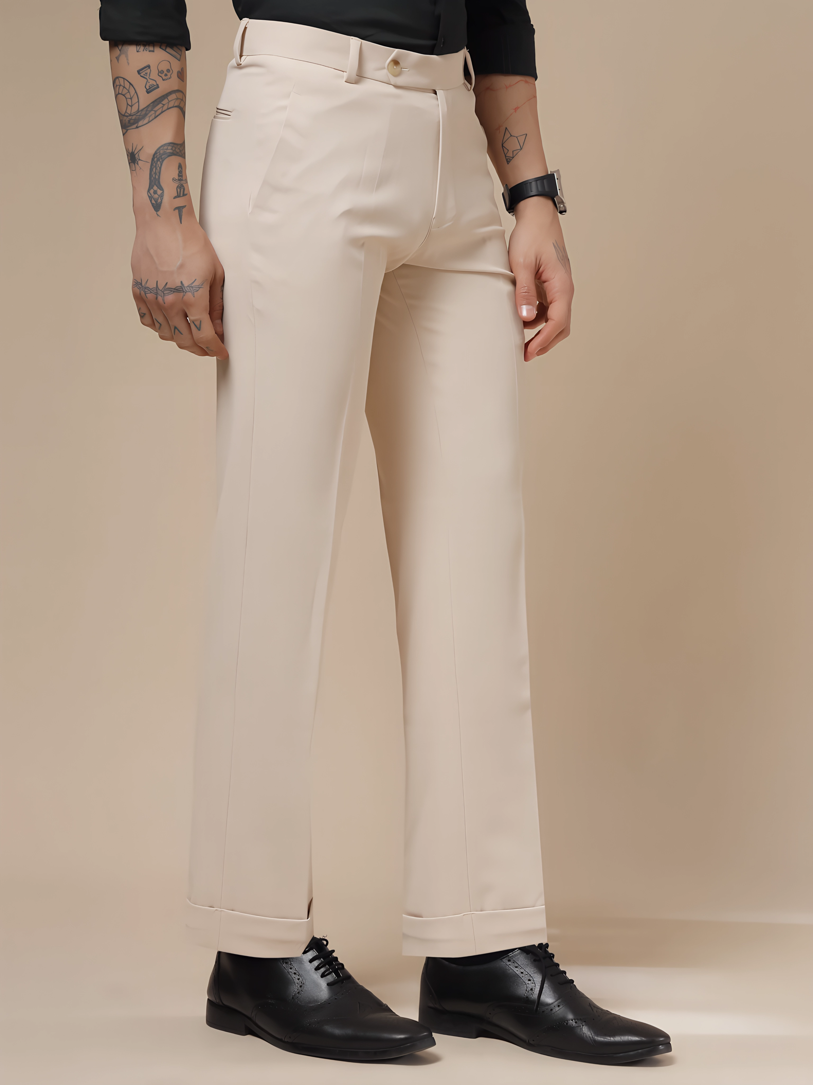 Beige Men Formal Pants by ITALIAN VEGA®