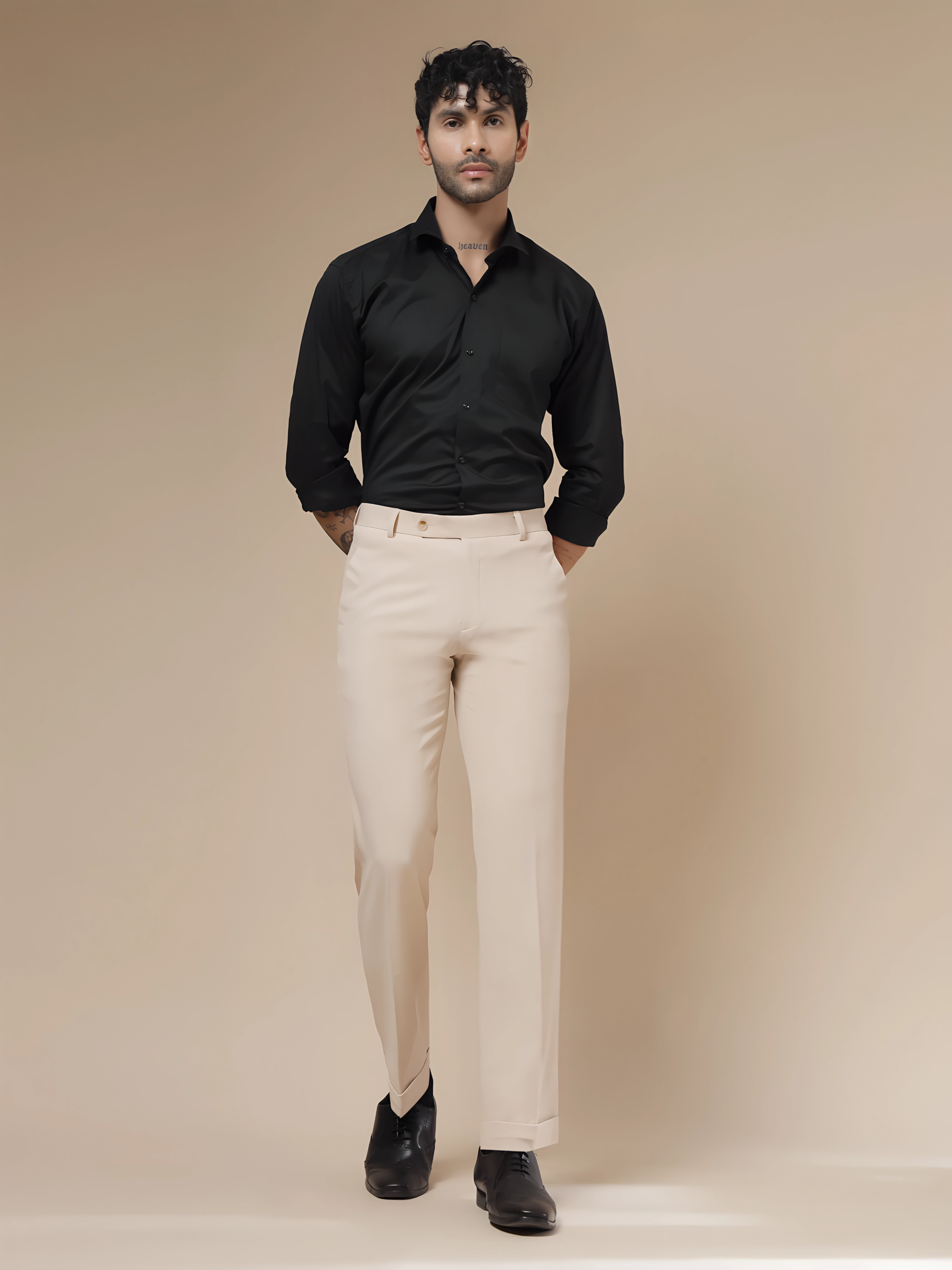 Beige Men Formal Pants by ITALIAN VEGA®