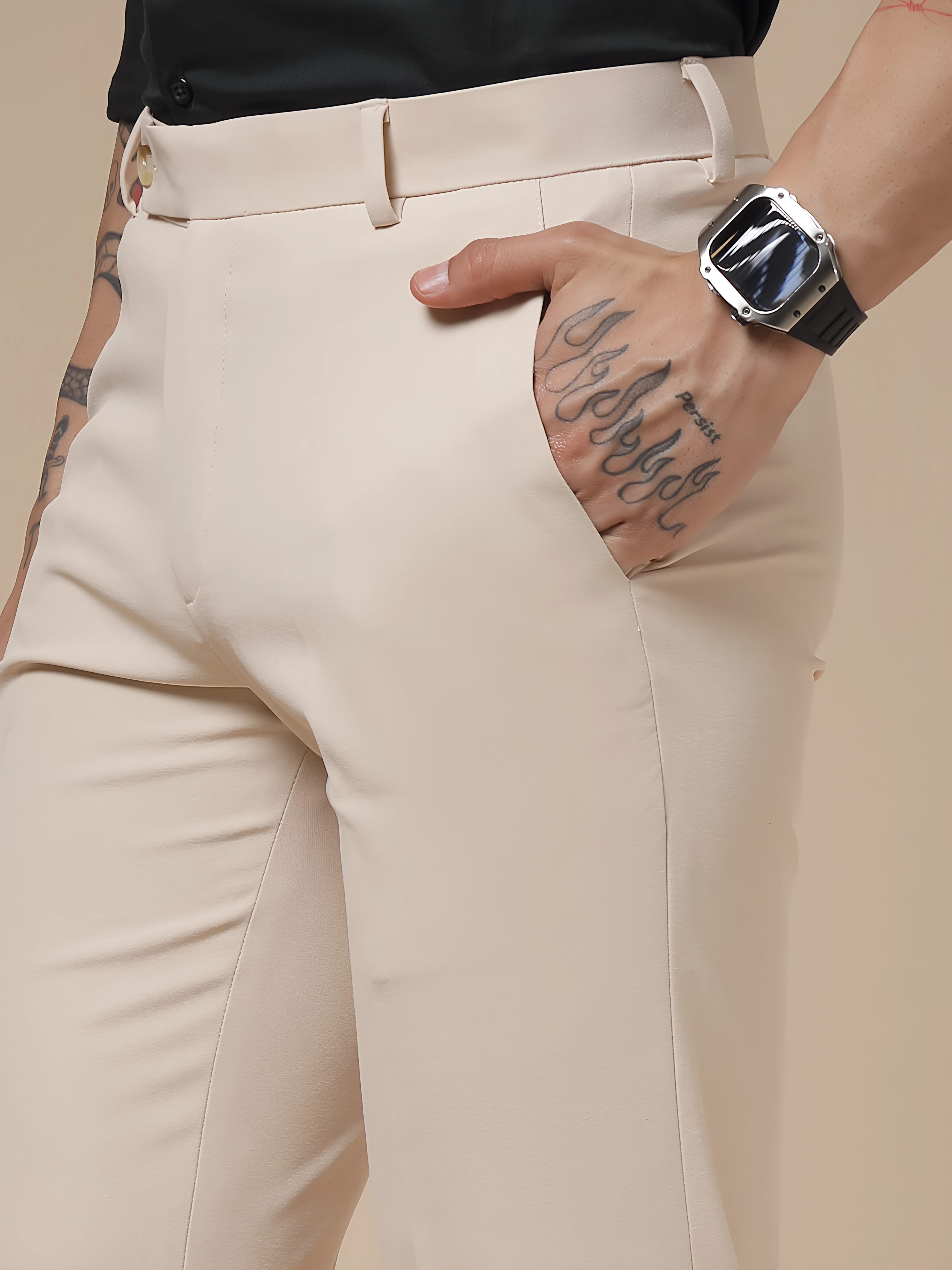 Beige Men Formal Pants by ITALIAN VEGA®