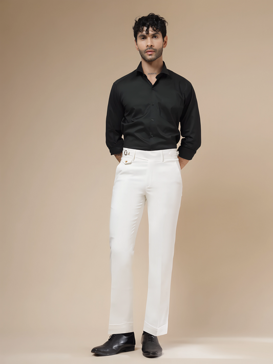White Single Buckle Gurkha Pants by Italian Vega