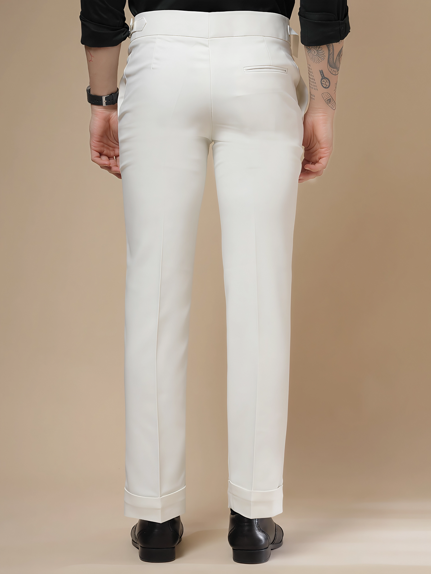 White Single Buckle Gurkha Pants by Italian Vega